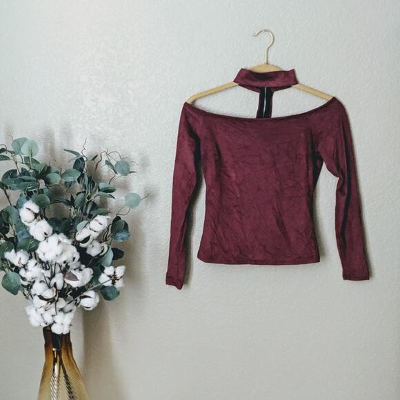 Charlotte Russe Pink Suede Collared Crop - Picture 1 of 2